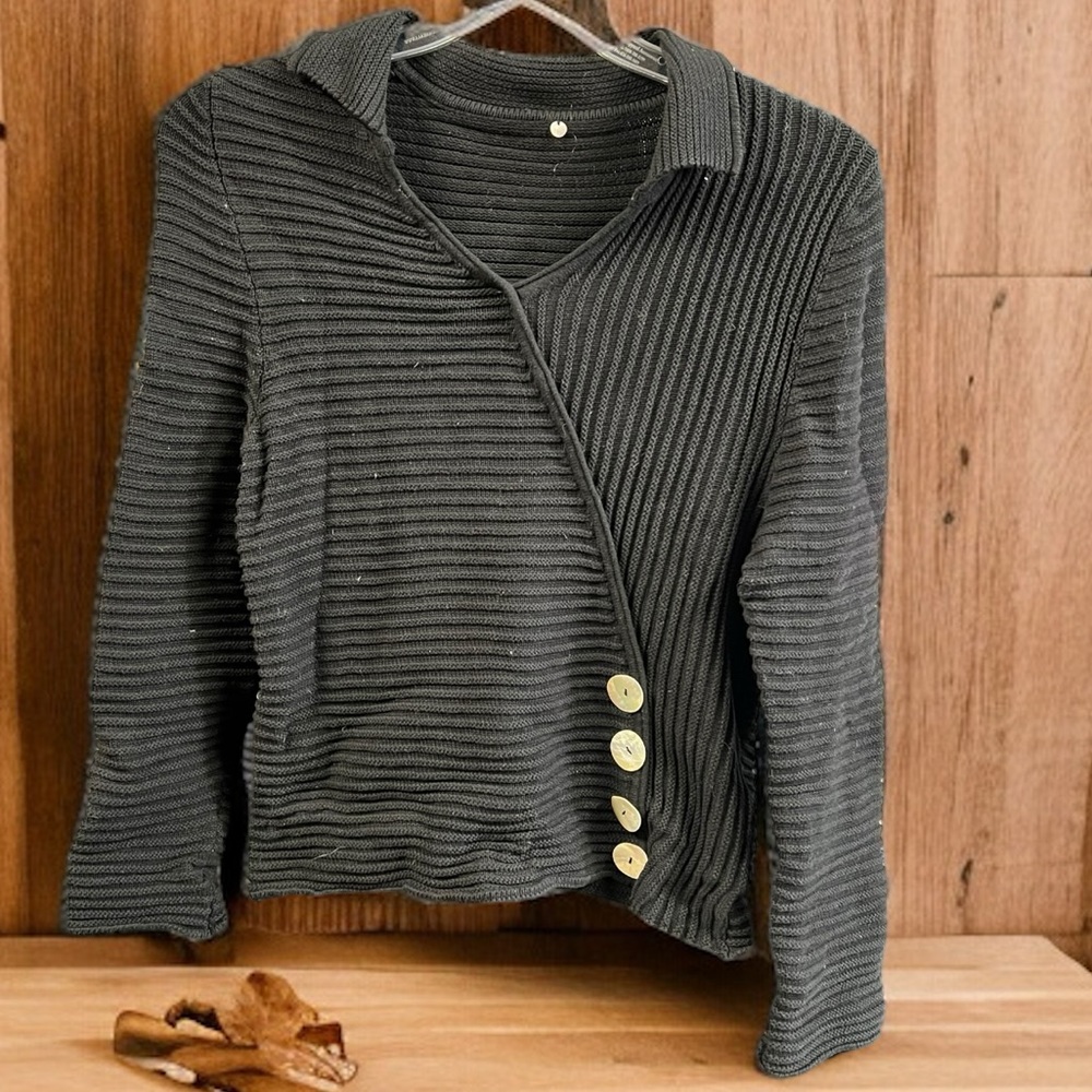 3/$15 Haiku Black Knit Cross Front Sweater